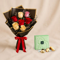 Mixed Roses Posy n Patchi Chocolate Box