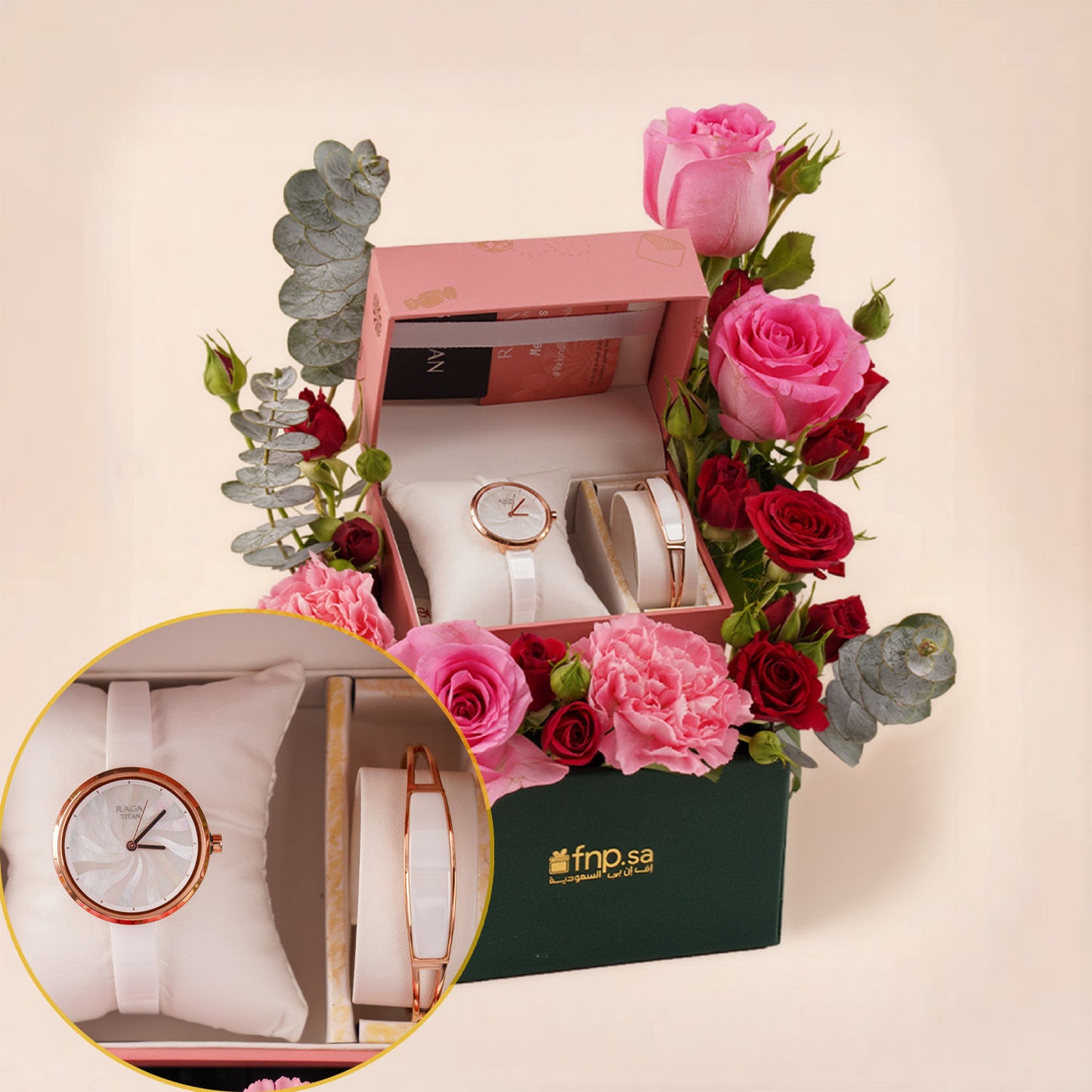 همسات الروز جولد | طقم تيتان راجا مع باقة ورد