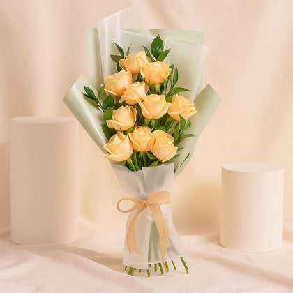 Nice Peach Roses Flower Bouquet