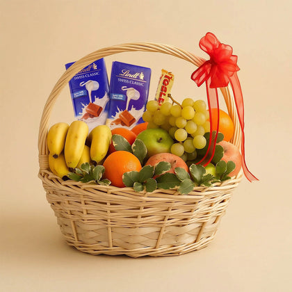 سلة فواكه مشكلة مع شوكولاته