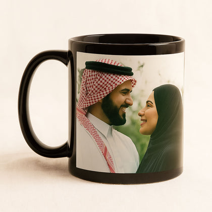 كوب حراري أسود مخصص بالصورة