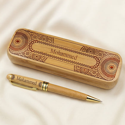 بوكس و قلم من الخشب المنقوش