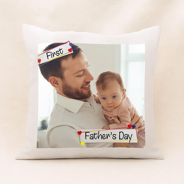 Custom photo printed first Father's Day gift pillow