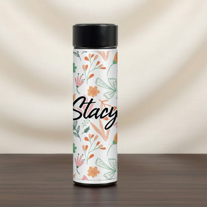 Name Customized Floral Pattern Bottle