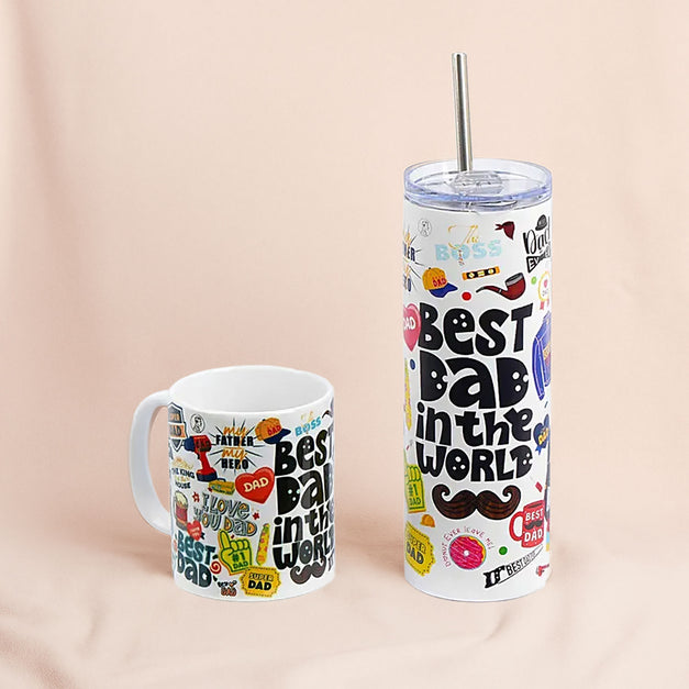 Dad Gift - Best Dad Pre-Printed Mug and Flask Set