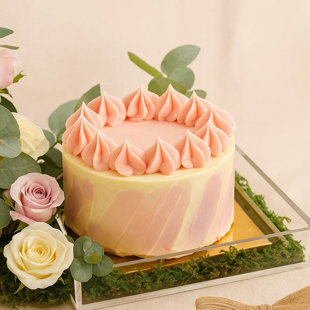 Pink Blush Flower and Cake Tray