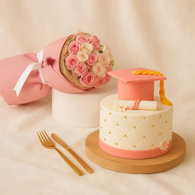 Pink Graduation Cake For Ladies