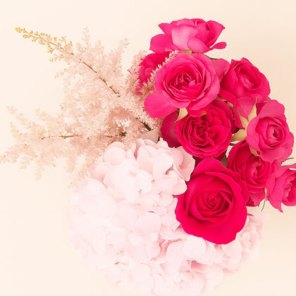 Pink Hydrangea n Roses Dew’s Charm Vase