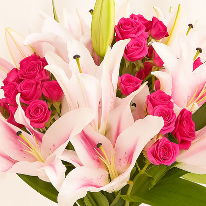 Pink Lily n Rose Blush Flower Bouquet