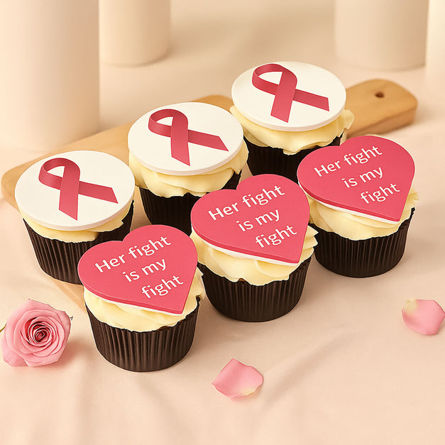 Pink Ribbon Chocolate Cupcake Set