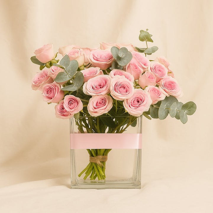 Pink Spray Rose Vase