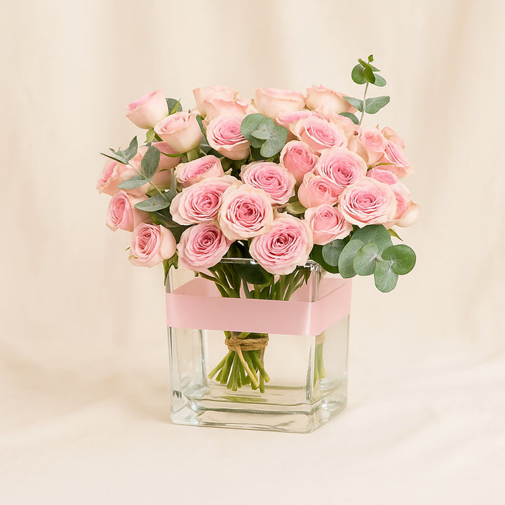 Pink Spray Rose Vase