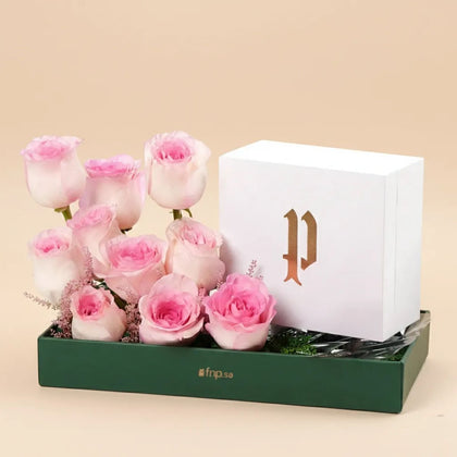 طقم مجوهرات بوليس مطلي ذهب مع ورد للنساء