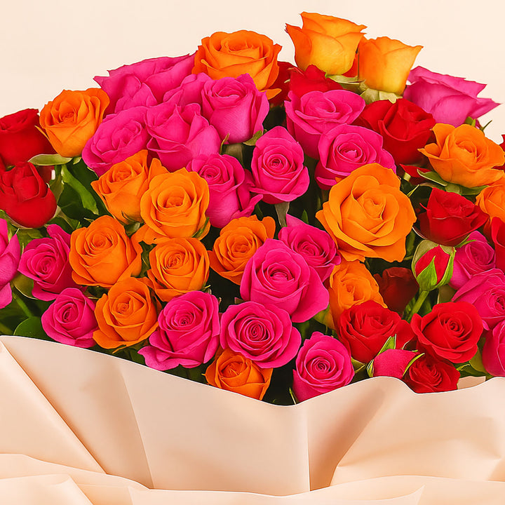 Rainbow Roses Flower Bouquet