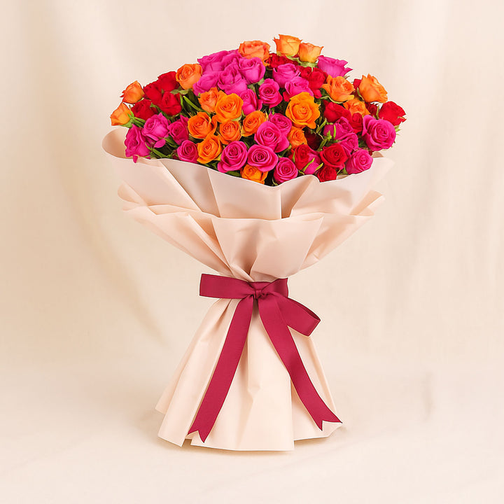 Rainbow Roses Flower Bouquet
