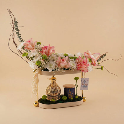 ستاند هدايا الذواقة ورد وفانوس رمضان