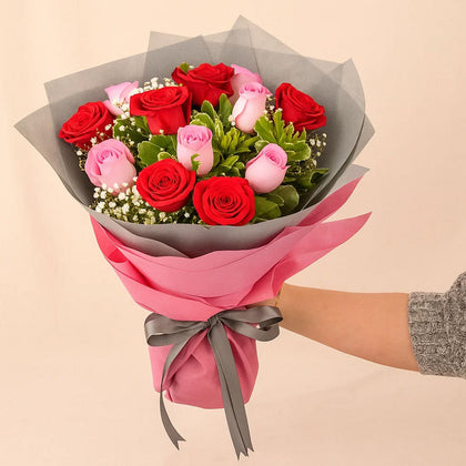 Red N Pink Flower Bouquet Gift Set