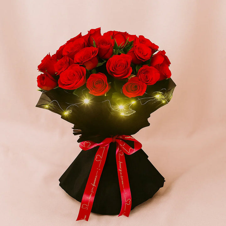 Red Rose Elegance LED Wrapping Bouquet