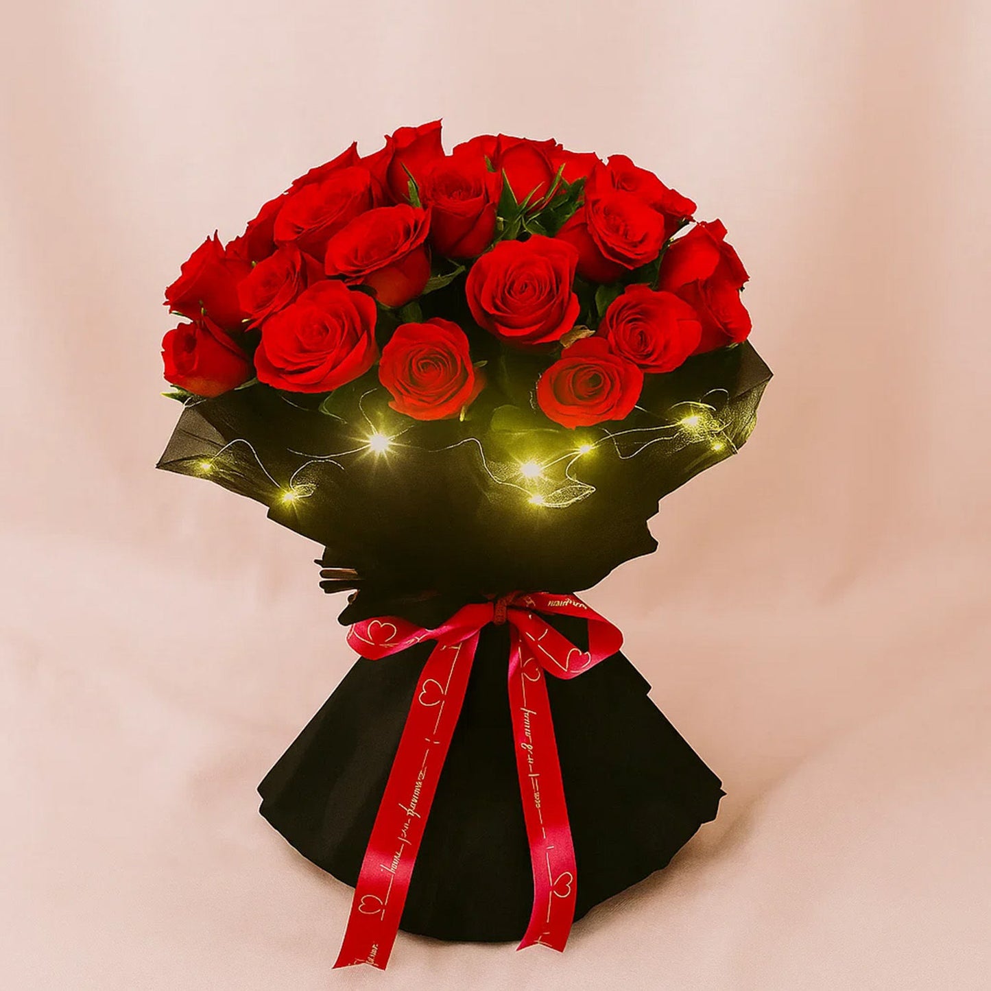 Red Rose Elegance LED Wrapping Bouquet