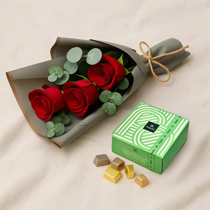 Red Rose N Patchi Chocolate Delight