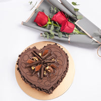Red Roses Bouquet n Chocolate Cake Combo