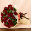 Red Roses Flower Bouquet Beige Wrap 