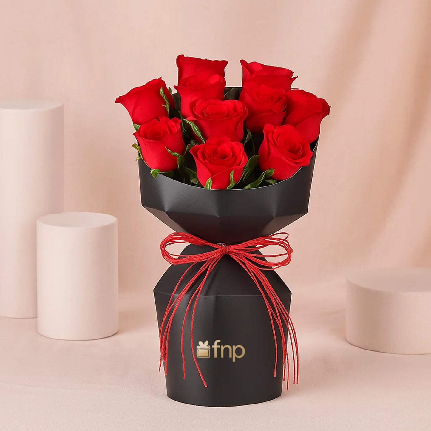 Romantic Red Rose Bouquet Black Sleeve