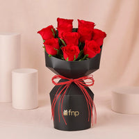 Romantic Red Rose Bouquet Black Sleeve