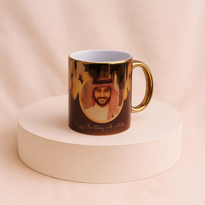 كوب لون فضي وأسود مخصص بصورة شخصية