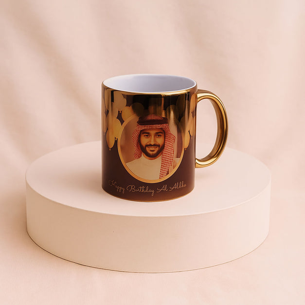 كوب لون فضي وأسود مخصص بصورة شخصية