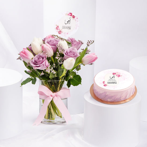 Stunning  Flower Vase n Delight Mom's Cake