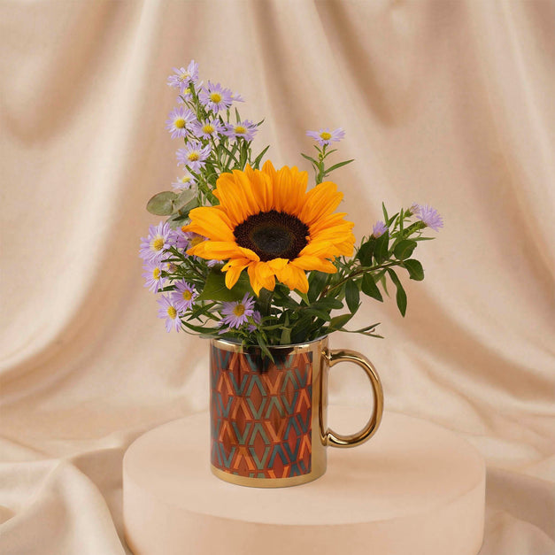 Sunflower Flower Mug n Venchi Hot Chocolate