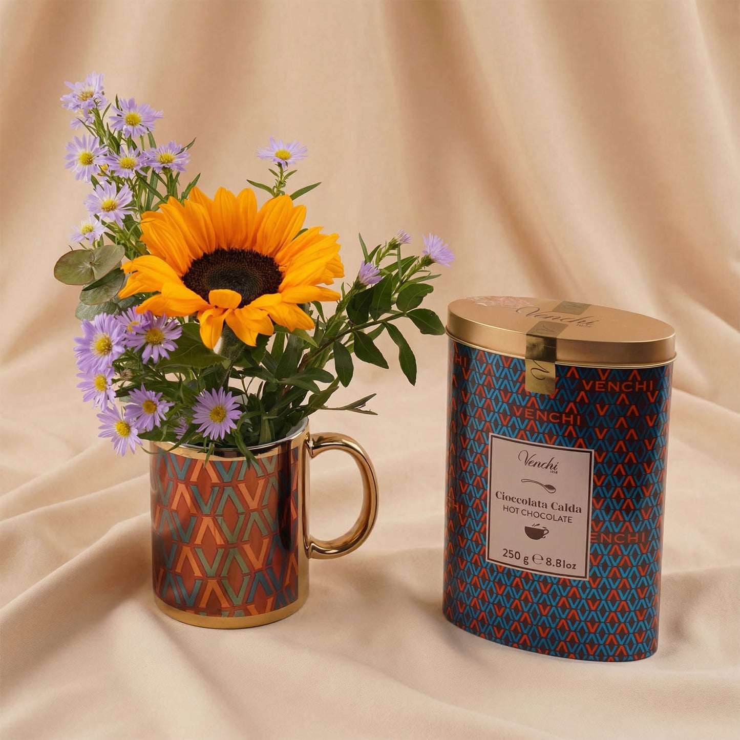 Sunflower Flower Mug n Venchi Hot Chocolate