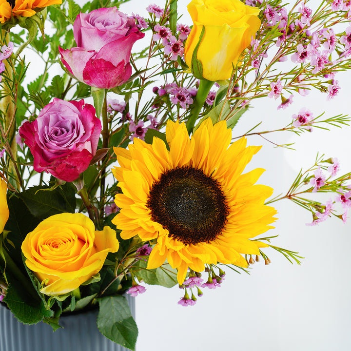 Sunflower n Roses Tall Vase