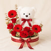 Sweet Teddy Bear Red Flower Basket