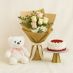Sweet Teddy Bear n Flower Bouquet