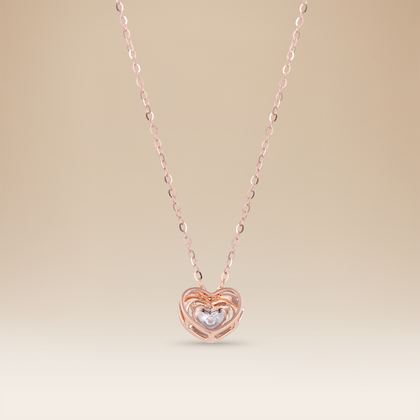 قلادة القلب الماسية الذهبية عيار 18 - الحب الحقيقي