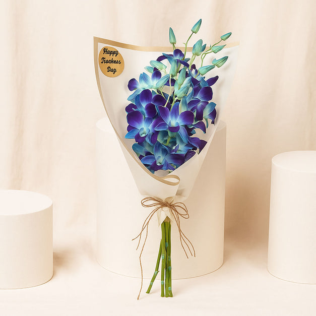 Teacher Day Flower | Blue Orchid Bouquet