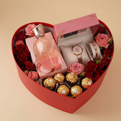 هدية نسائية | طقم تيتان مع عطر سكين نورا و بوكس ورد