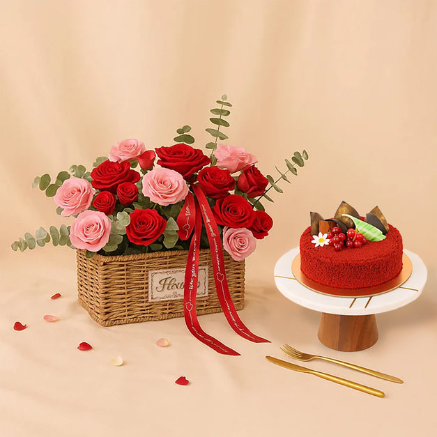 Love Basket | Red n Pink Roses 
