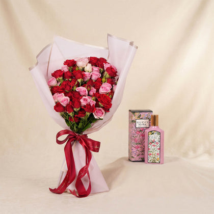 Valentine Pink & Red Baby Rose n Gucci Perfume