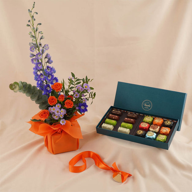 Venchi Luxury Chocolate n Orange Flower Box