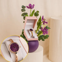 جمال البنفسج | فازة ورد و ساعة راغا شو ستوبر نسائية