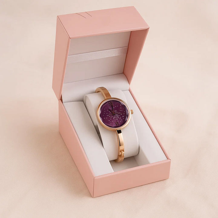 جمال البنفسج | فازة ورد و ساعة راغا شو ستوبر نسائية