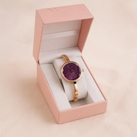 جمال البنفسج | فازة ورد و ساعة راغا شو ستوبر نسائية