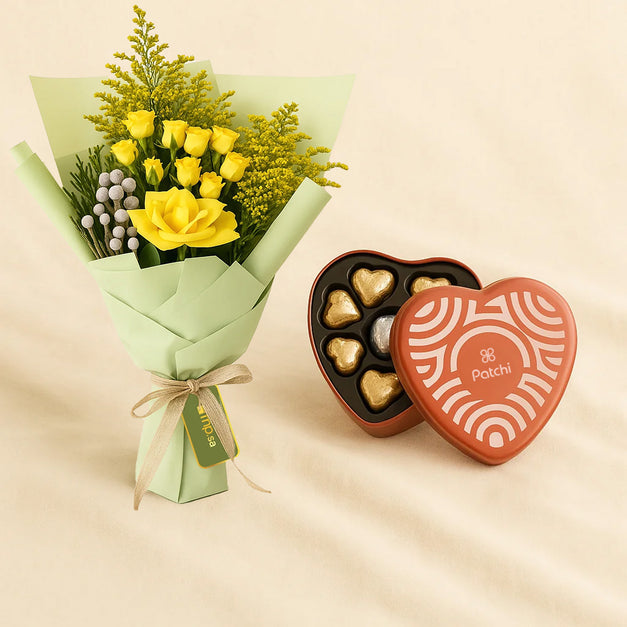 Yellow Elegance Flower Bouquet Set