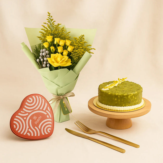 Yellow Elegance Flower Bouquet Set