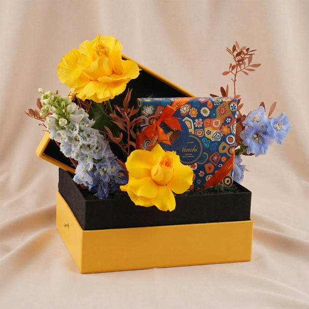 شوكولاتة فينشي وبوكس ورد أصفر