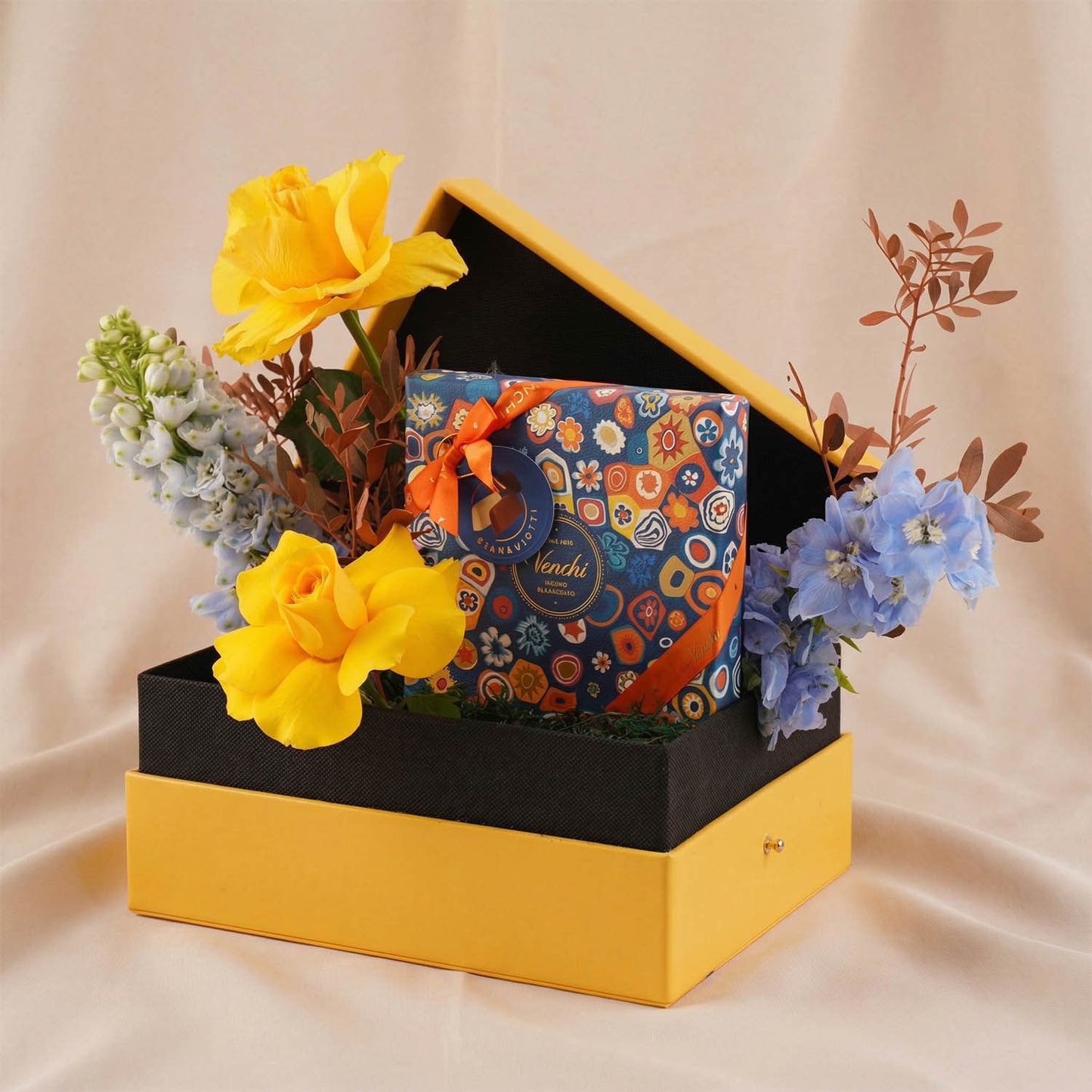 شوكولاتة فينشي وبوكس ورد أصفر