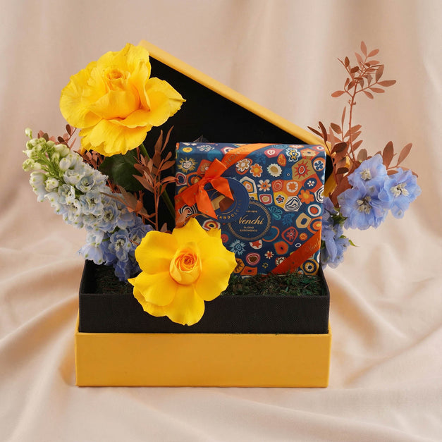 شوكولاتة فينشي وبوكس ورد أصفر